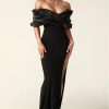Women's Off-shoulder Split Ruffle Hip Dress