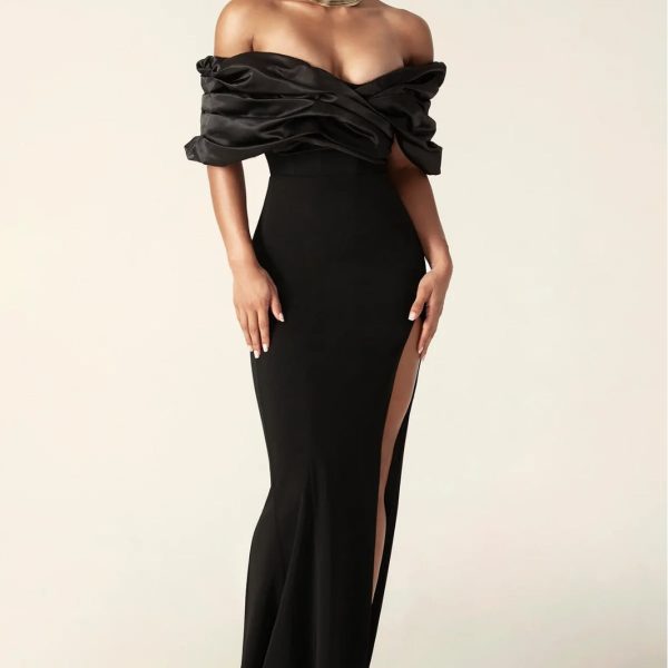 Women's Off-shoulder Split Ruffle Hip Dress