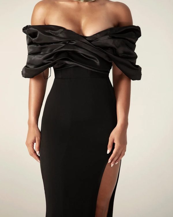 Women's Off-shoulder Split Ruffle Hip Dress