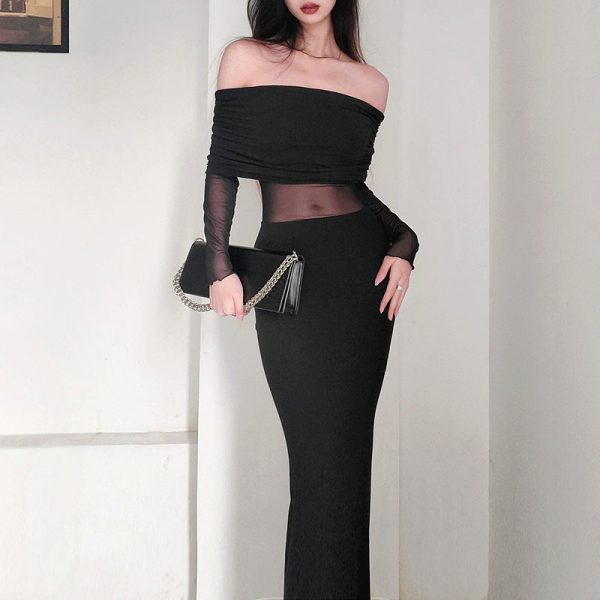 O1CN01OshtVz1D3KG7CD681__2213837620160-0-cib Off-shoulder Pleated Long Sleeve Dress